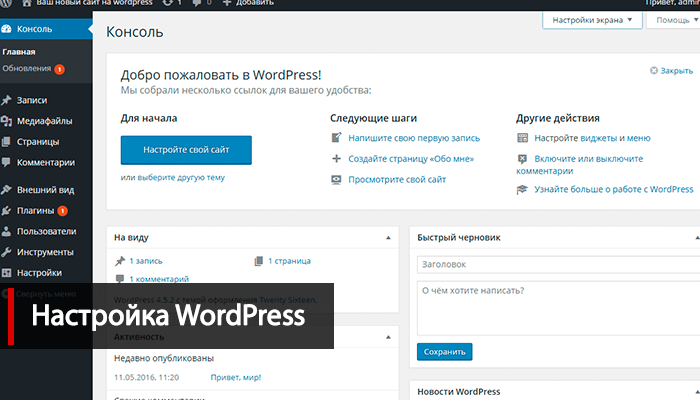 Настройка WordPress инструкция